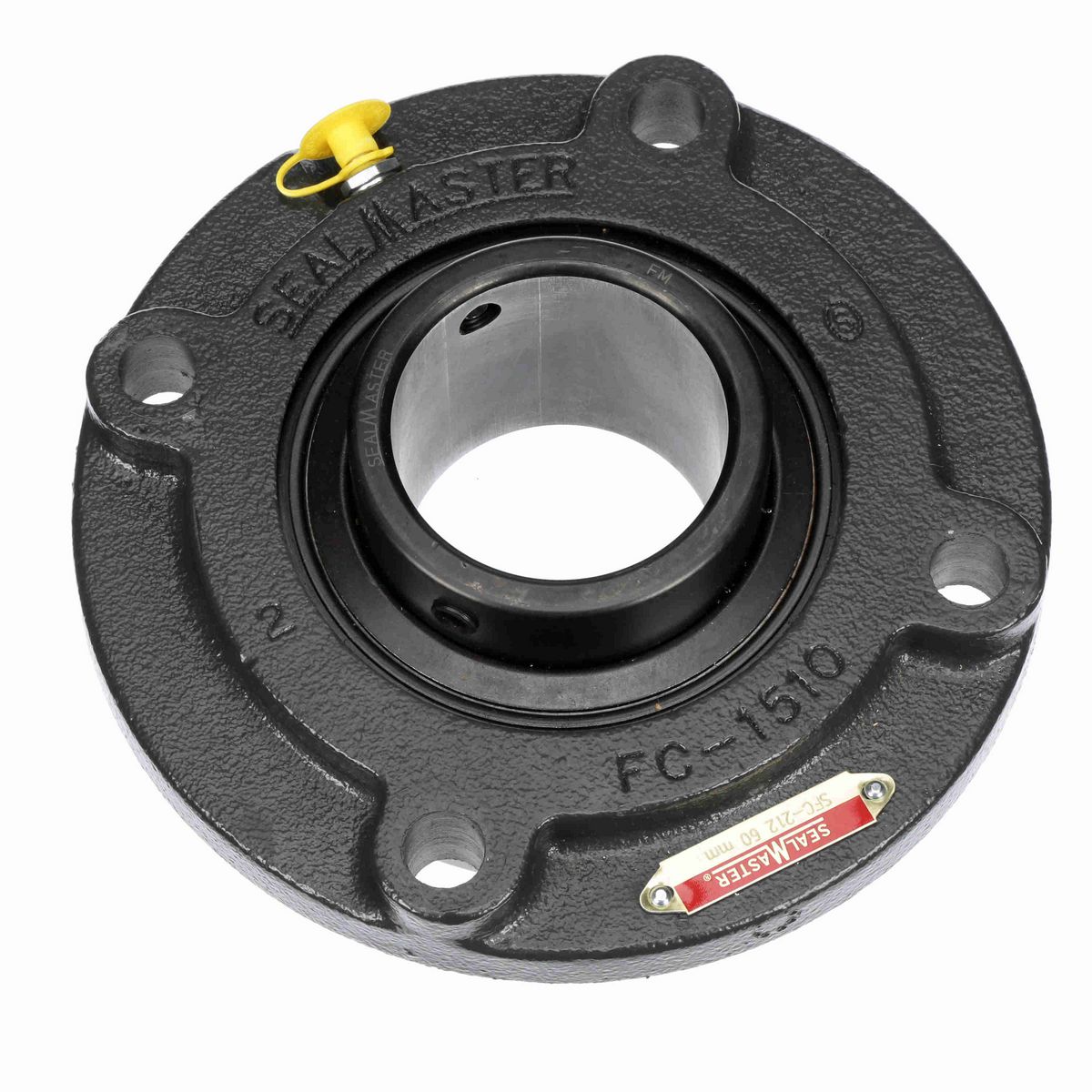 Sealmaster Mounted Cast Iron Flange Cartridge Ball Bearing - 52100 Bearing Steel, Black Oxided - Setscrew Lock - SFC-212