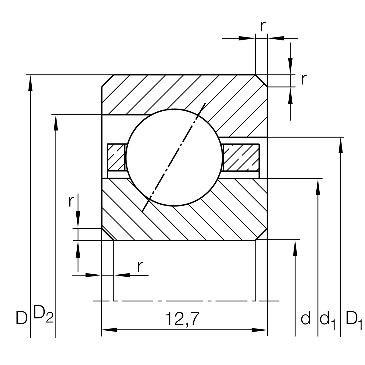 Радиально-упорный шарикоподшипник INA CSED090