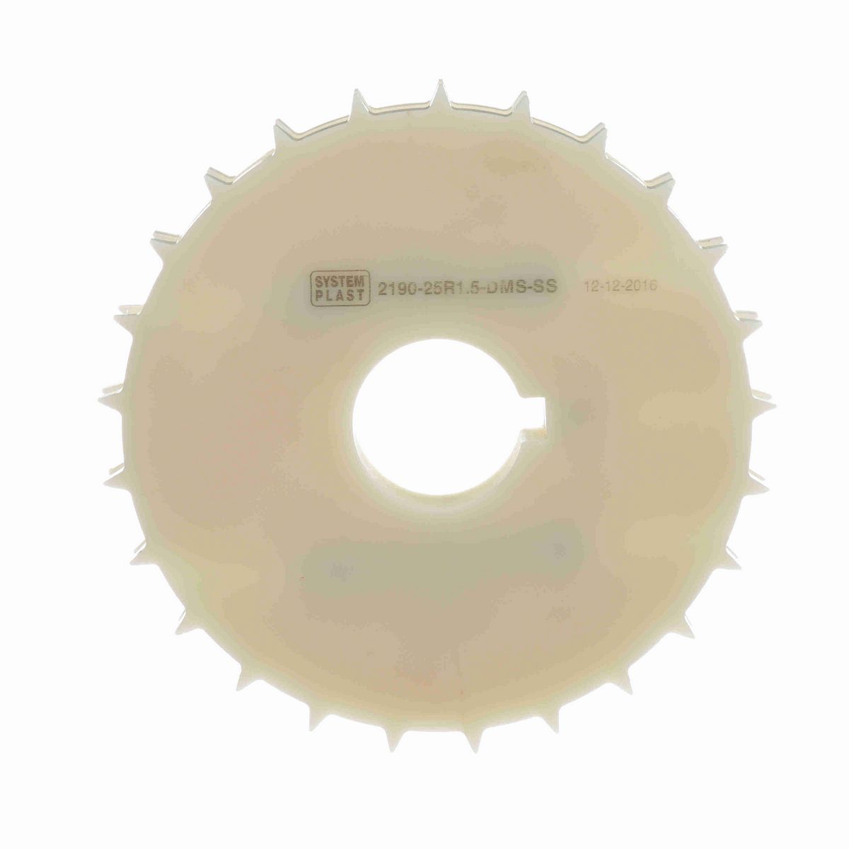 System Plast 2190 Series Split Machined Sprocket with 25 Teeth, a 1-1/2in Round Shaft-Ready Bore and Setscrew - 2190-25R1.5-DMS-SS