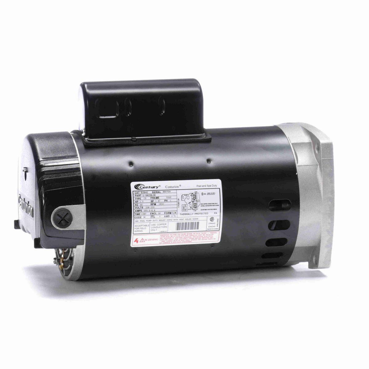 Century Pool Pump Motor, 1.5 HP, 1 Ph, 60 Hz, 208-230 V, 3600 RPM, Y56Y Frame, DP - B2842