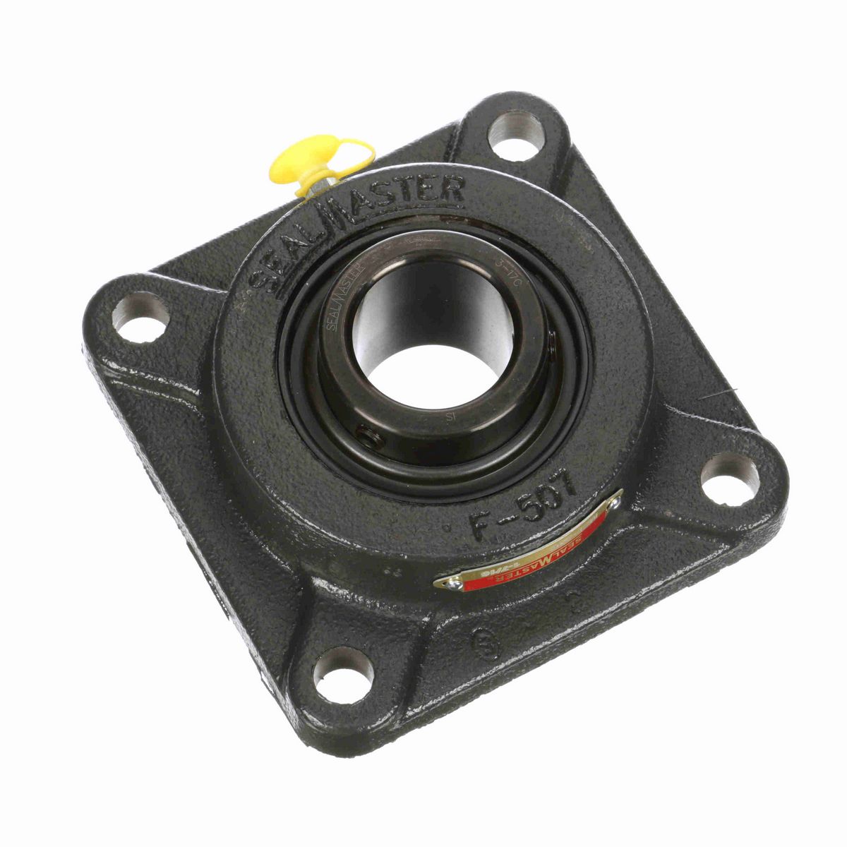 Sealmaster Mounted Cast Iron Four Bolt Flange Ball Bearing - 52100 Bearing Steel, Black Oxided - Setscrew Lock - MSF-23C