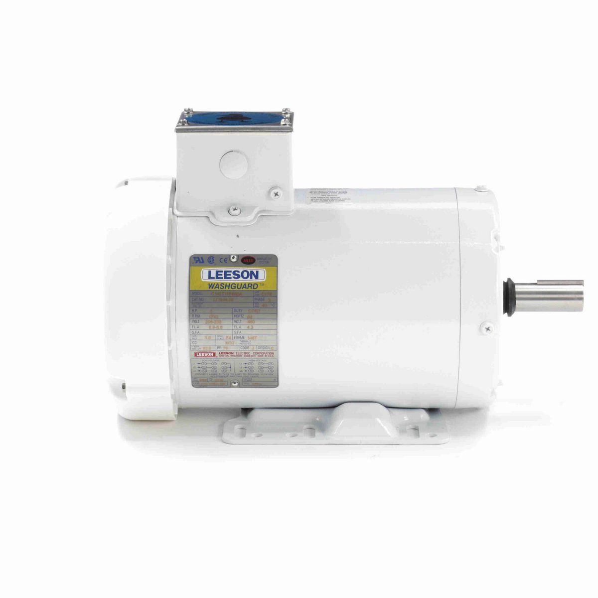 LEESON Feather Picker Motor, 3 HP, 3 Ph, 60 Hz, 230/460 V, 1800 RPM, 145TZ Frame, TEFC - 121944.00