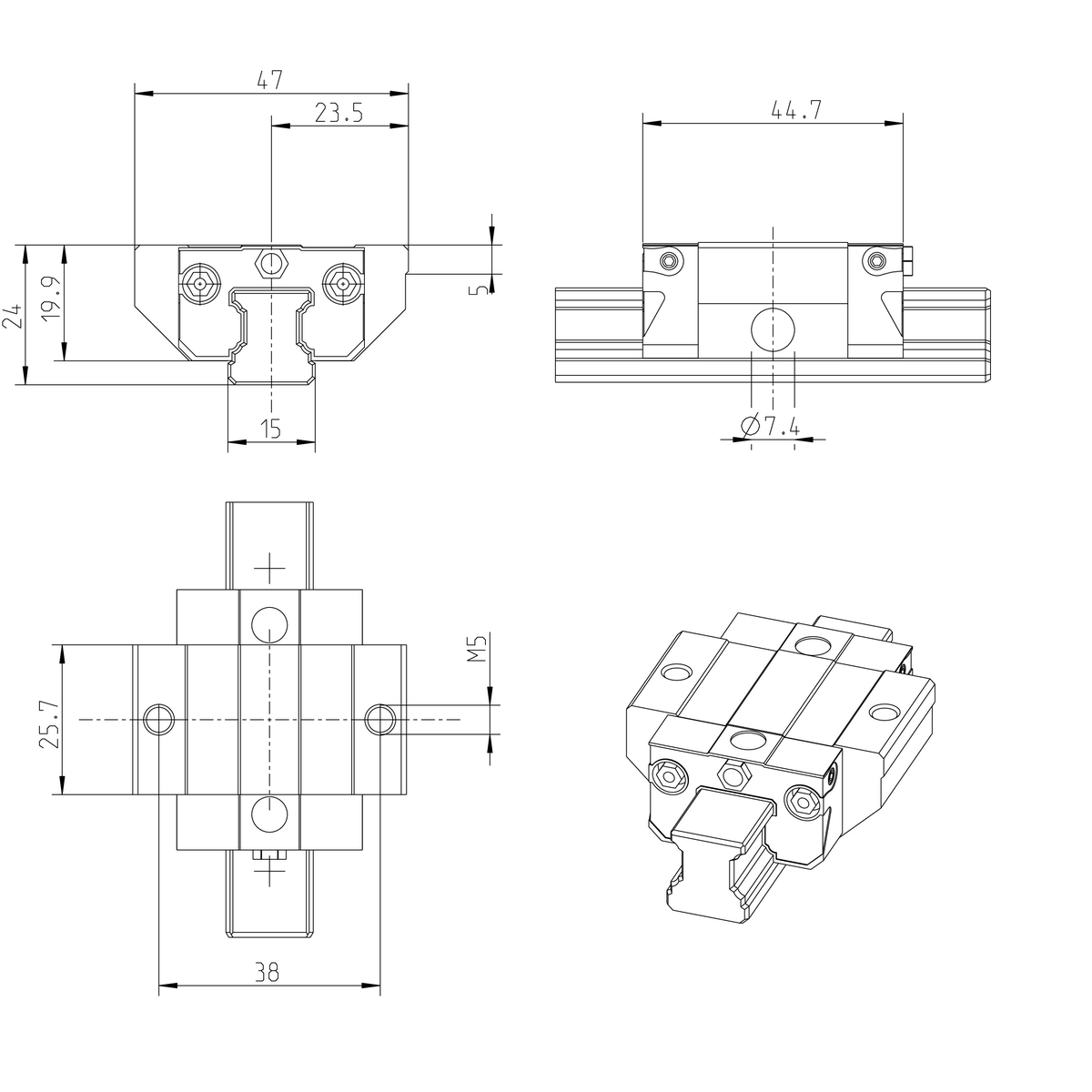 Саморегулирующаяся шариковая каретка из углеродистой стали Bosch Rexroth KWD-015-FKS-C0-H-1 [R166119320]