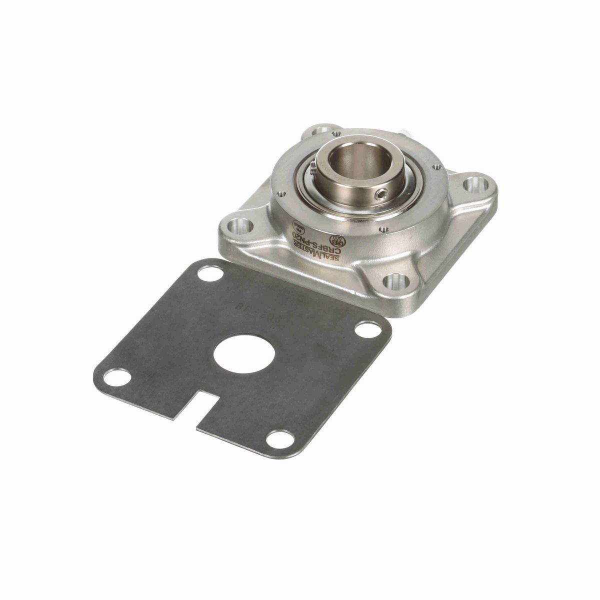 Sealmaster Mounted Stainless Steel Four Bolt Flange Ball Bearing - 52100 Bearing Steel, Phosphorus Nickel Coated - Setscrew Lock - Corrosion Resistant - CRBFS-PN20