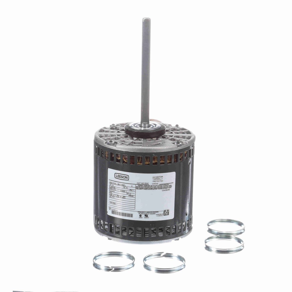 LEESON Fan and Blower Motor, 0.75 HP, 1 Ph, 60 Hz, 208-230 V, 1200 RPM, 48Z Frame, OAO - X241