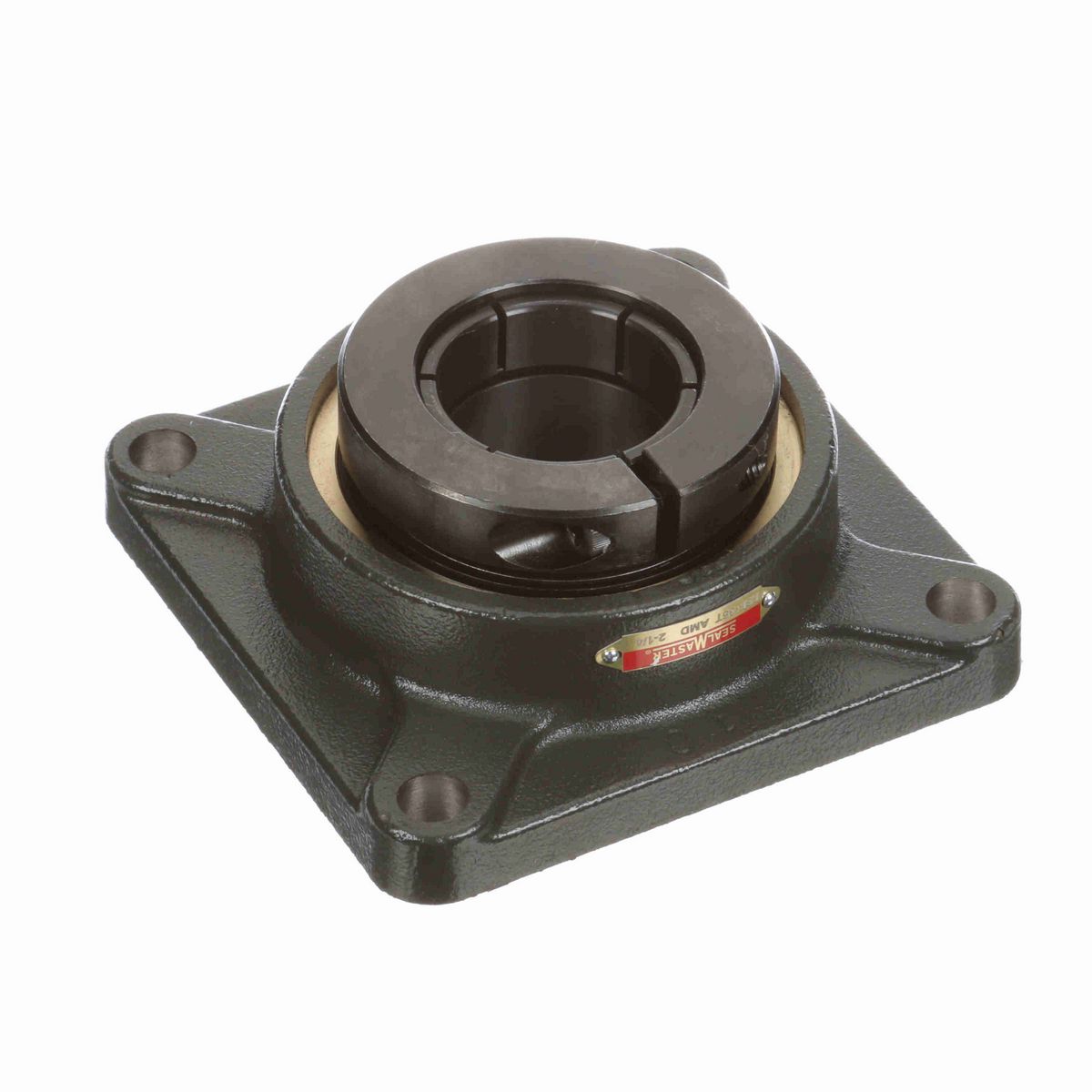 Sealmaster Mounted Cast Iron Four Bolt Flange Ball Bearing - 52100 Bearing Steel, Black Oxided - Concentric Lock - High Temperature - ESF-36T AMD