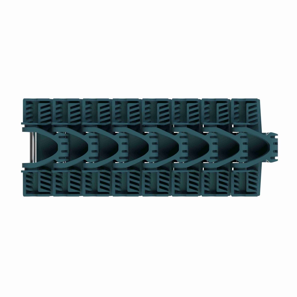 Rexnord 1040FTM Side-flexing Solid Top, Material: Green Low Friction Acetal, Width: 3.3in, Pitch: 1in - 10604555