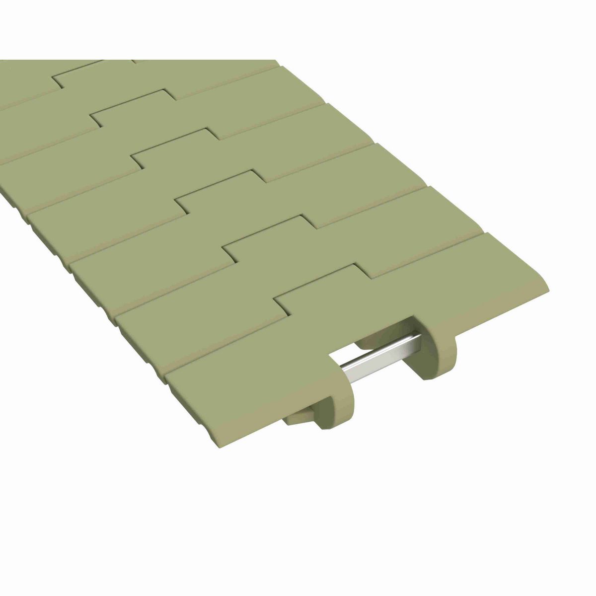 Rexnord 882TAB Side-flexing Solid Top, Material: Green Abrasion Resistant Polyamide, Width: 6in, Pitch: 1.5in - 81430517