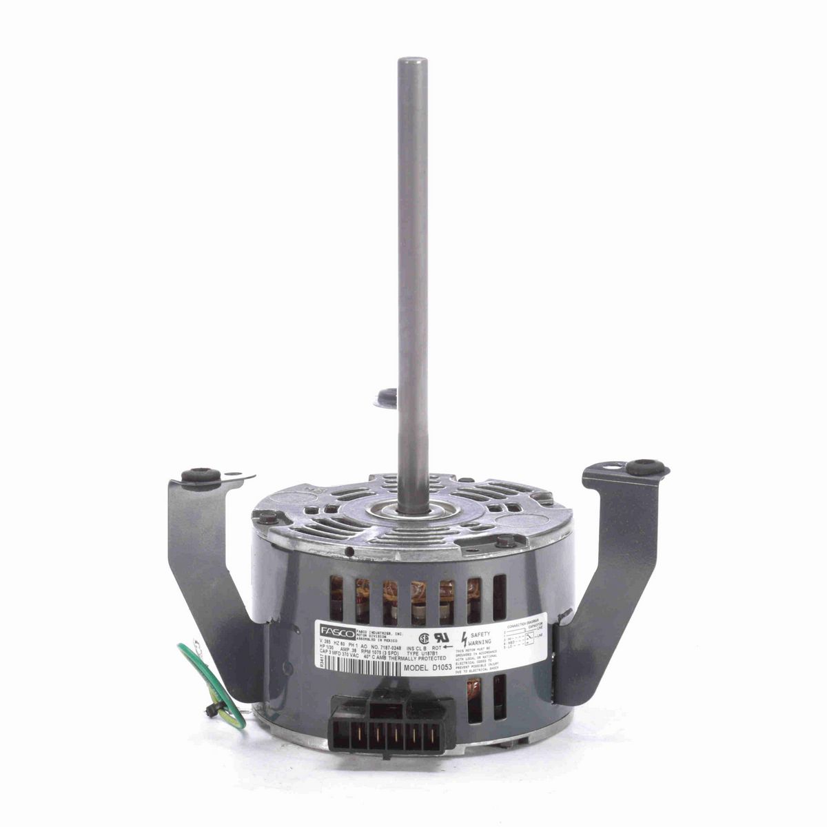 FASCO OEM Replacement Motor, 1/30 HP, 1 Ph, 60 Hz, 265 V, 1075 RPM, 3 Speed, 42 Frame, OAO - D1053