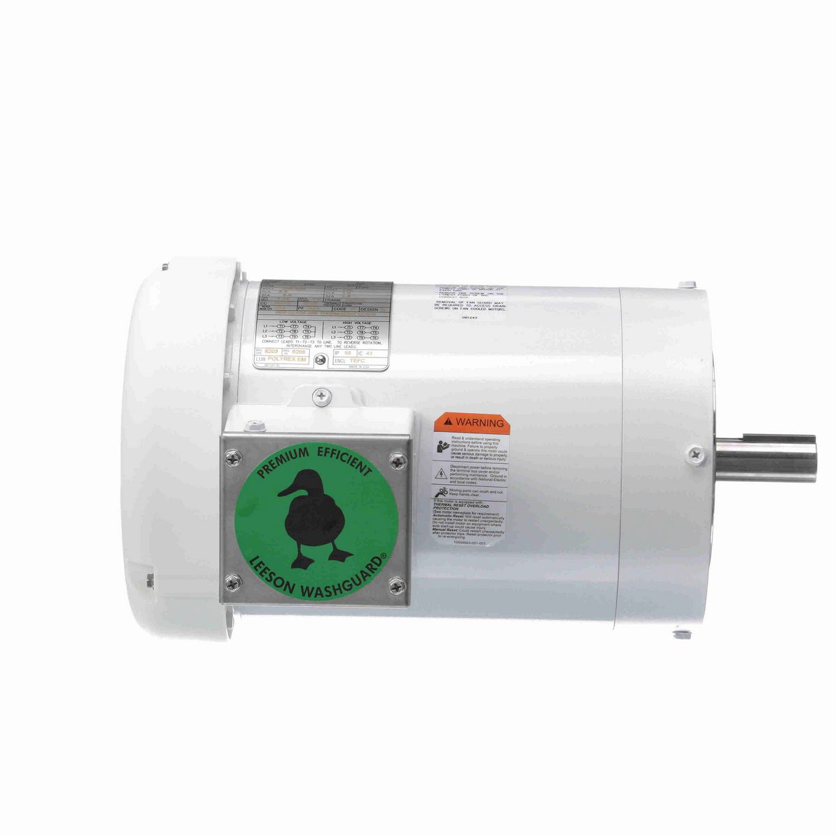 LEESON White Duck™ General Purpose Motor, 1 HP, 3 Ph, 60 Hz, 230/460 V, 1800 RPM, 143TC Frame, TEFC - 122179.00
