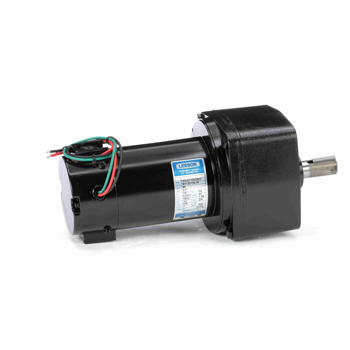 LEESON Parallel Shaft Gearmotor, 0.13 HP, 90 V, 7 RPM, 34 Frame, TENV - M1135106.00