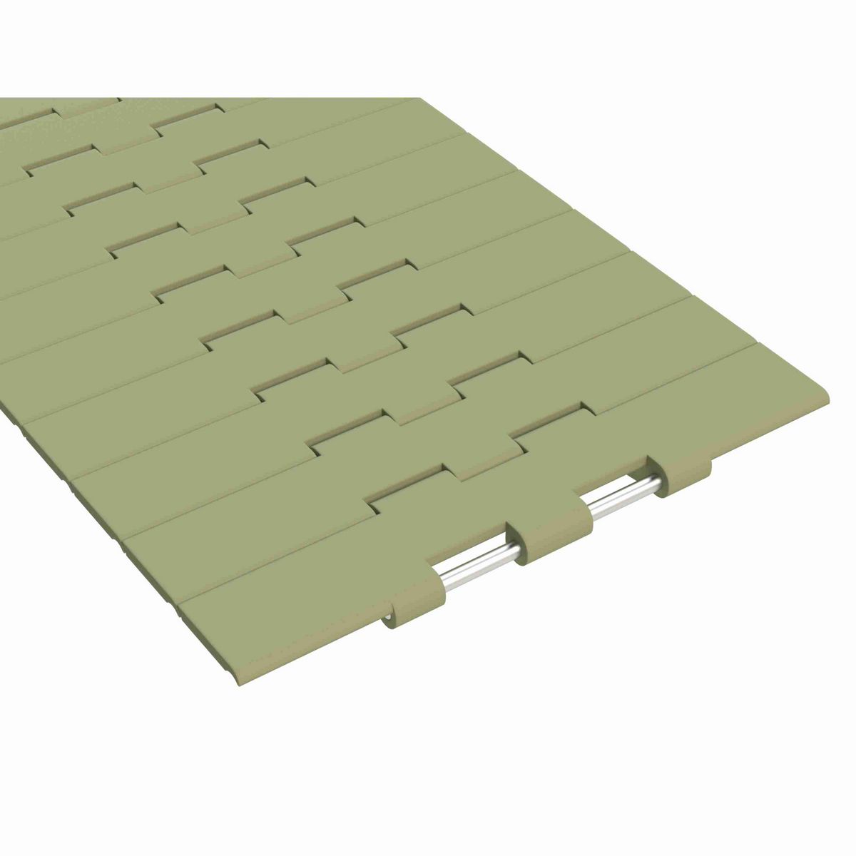 Rexnord 821 Straight Running Solid Top, Material: Green Abrasion Resistant Polyamide, Width: 10in, Pitch: 1.5in - 81431772