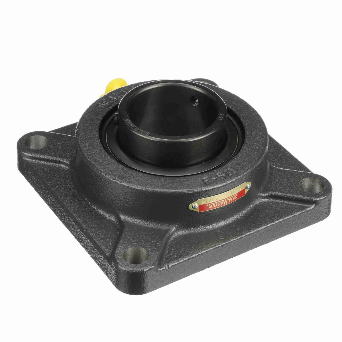Sealmaster Mounted Cast Iron Four Bolt Flange Ball Bearing - 52100 Bearing Steel, Black Oxided - Setscrew Lock - SF-39