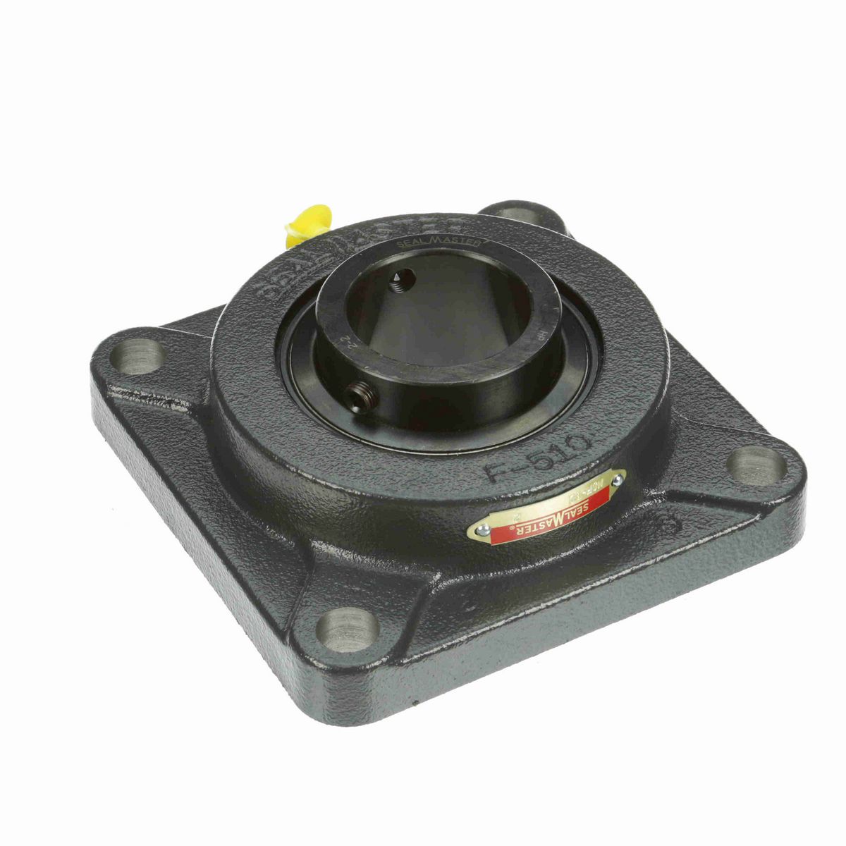 Sealmaster Mounted Cast Iron Four Bolt Flange Ball Bearing - 52100 Bearing Steel, Black Oxided - Setscrew Lock - MSF-32
