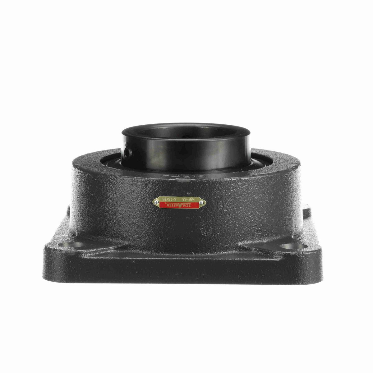 Sealmaster Mounted Cast Iron Four Bolt Flange Ball Bearing - 52100 Bearing Steel, Black Oxided - Setscrew Lock - MSF-63
