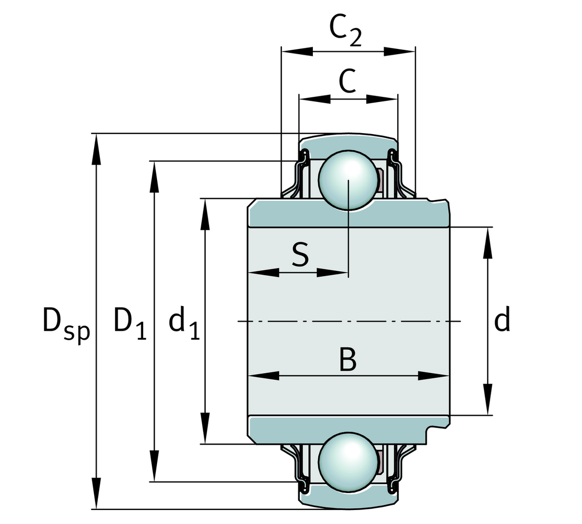 Радиальный закрепляемый шарикоподшипник INA NE60-XL-KRR-B-OSE