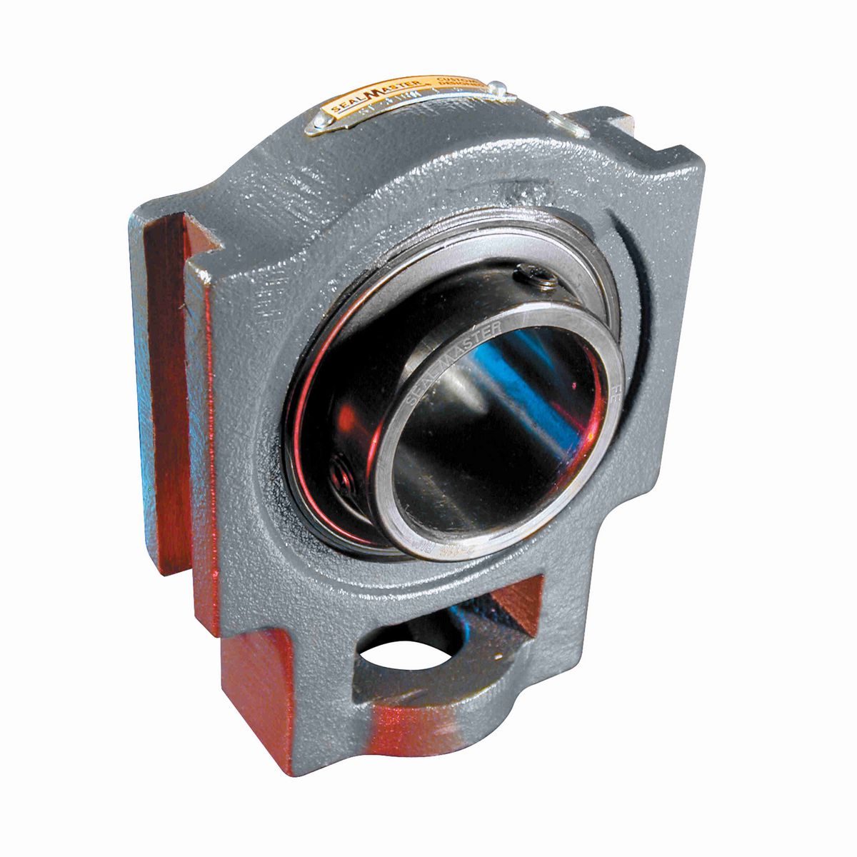 Sealmaster Mounted Cast Iron Wide Slot Take Up Ball Bearing - 52100 Bearing Steel, Black Oxided - Setscrew Lock - Reduced Maintenance - Lubed for Life - ST-23 RM