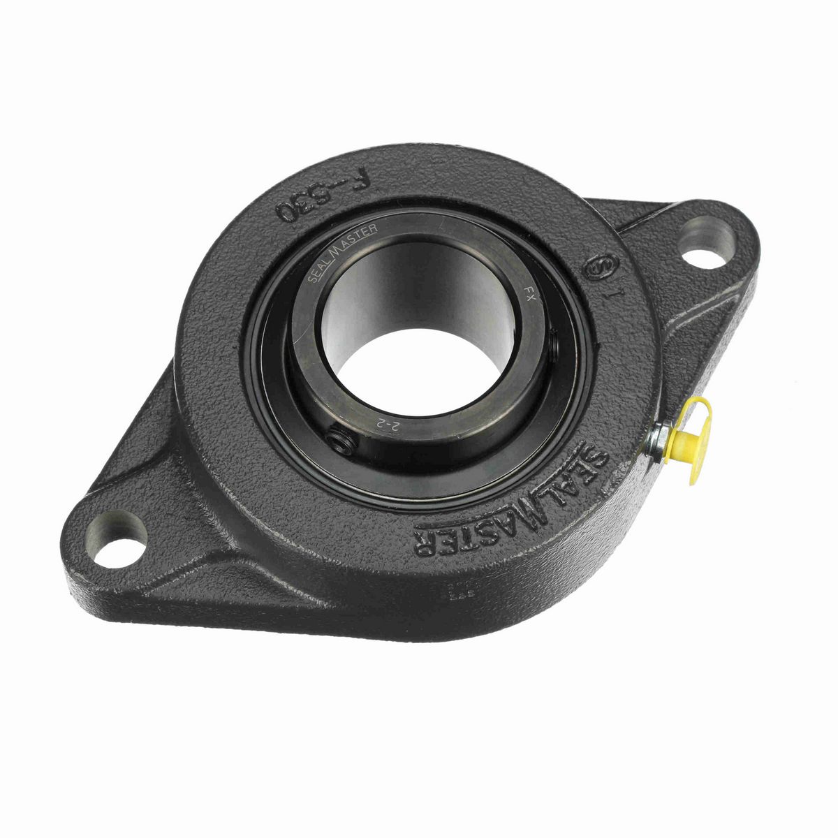 Sealmaster Mounted Cast Iron Two Bolt Flange Ball Bearing - 52100 Bearing Steel, Black Oxided - Setscrew Lock - MSFT-32
