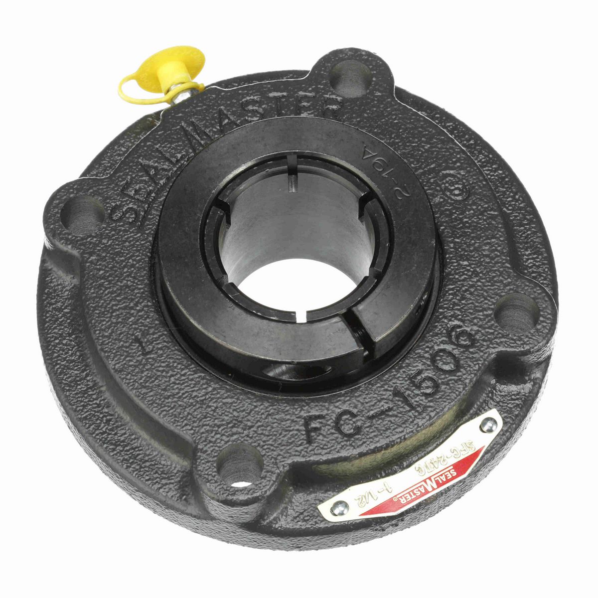 Sealmaster Mounted Cast Iron Flange Cartridge Ball Bearing - 52100 Bearing Steel, Black Oxided - Concentric Lock - SFC-24TC