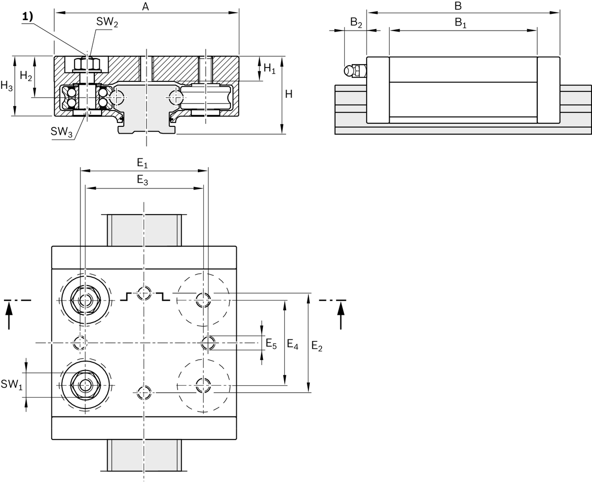 Алюминиевая каретка с кулачковыми роликами Bosch Rexroth LWA-020-SNS-FN-E-0 [R190211900]