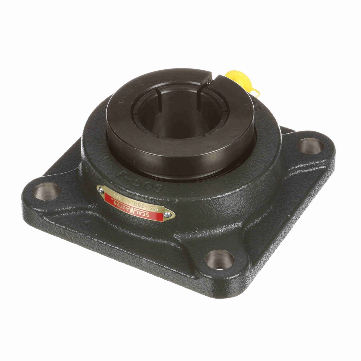 Sealmaster Mounted Cast Iron Four Bolt Flange Ball Bearing - 52100 Bearing Steel, Black Oxided - Concentric Lock - MSF-28TC