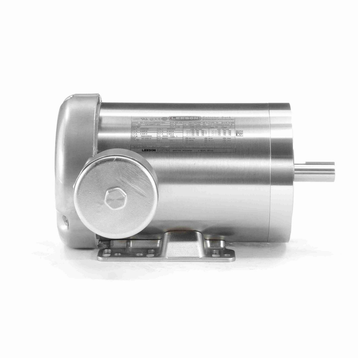 LEESON Extreme Duck® Ultra General Purpose Motor, 2 & 1.50 HP, 3 Ph, 60 & 50 Hz, 230/460 & 190/380 V, 3600 & 3000 RPM, 145TC Frame, TEFC - 121881.00