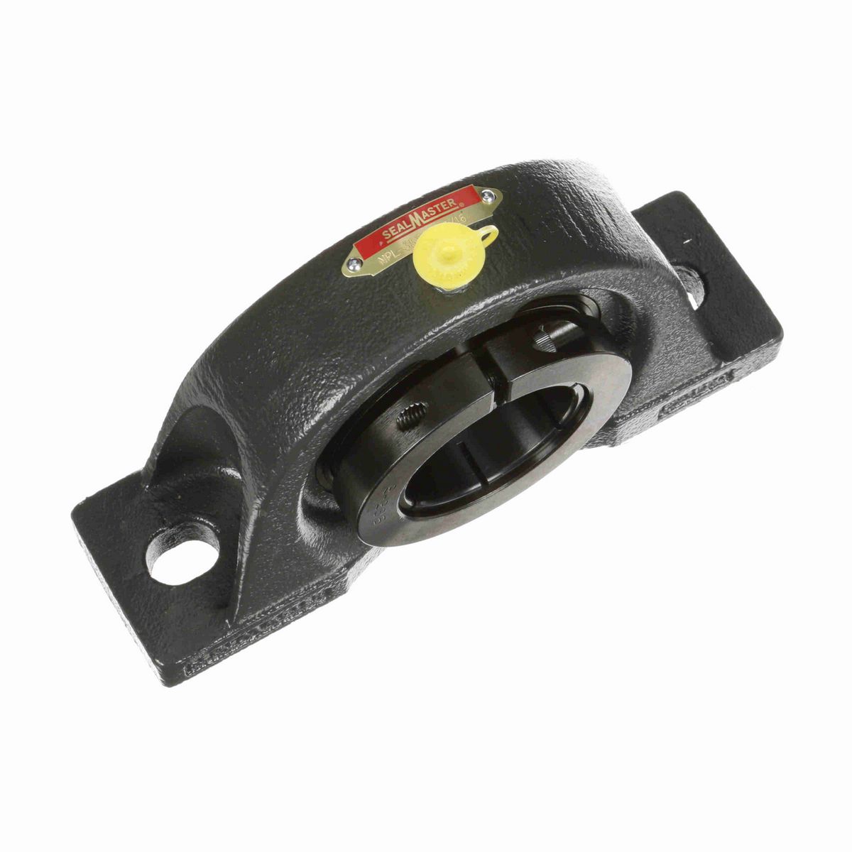 Sealmaster Mounted Cast Iron Two Bolt Low Base Pillow Block Ball Bearing - 52100 Bearing Steel, Black Oxided - Concentric Lock - NPL-35T