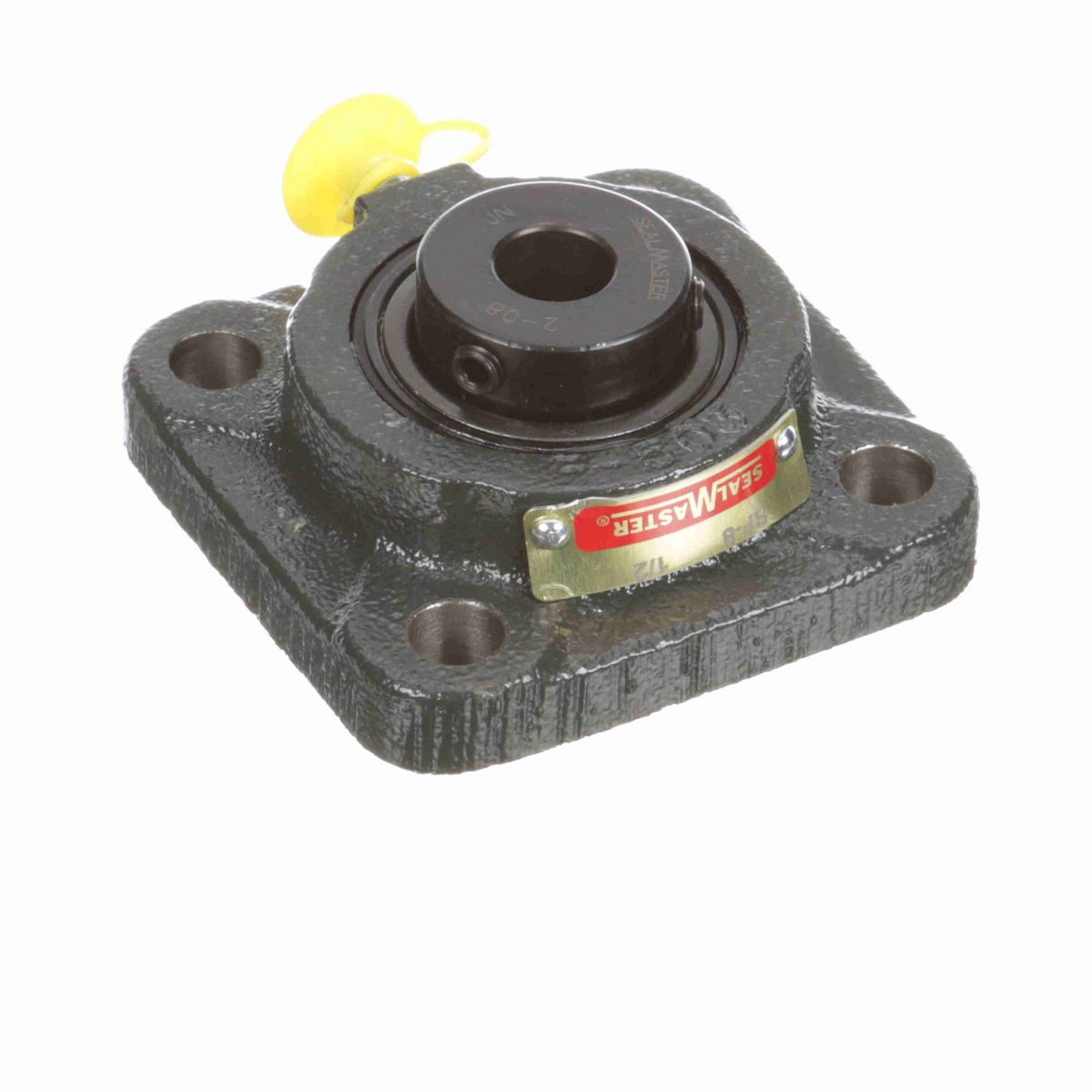 Sealmaster Mounted Cast Iron Four Bolt Flange Ball Bearing - 52100 Bearing Steel, Black Oxided - Setscrew Lock - SF-8