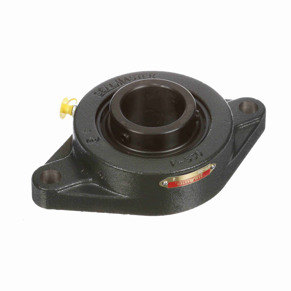 Sealmaster Mounted Cast Iron Two Bolt Flange Ball Bearing - 52100 Bearing Steel, Black Oxided - Setscrew Lock - SFT-32C