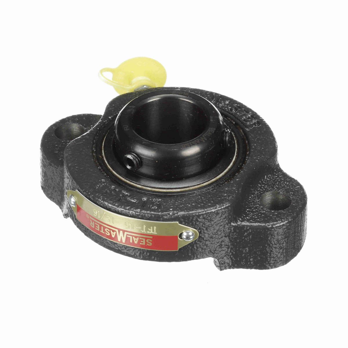 Sealmaster Mounted Cast Iron Two Bolt Flange Ball Bearing - 52100 Bearing Steel, Black Oxided - Setscrew Lock - TFT-15