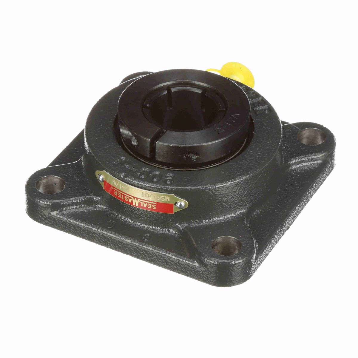 Sealmaster Mounted Cast Iron Four Bolt Flange Ball Bearing - 52100 Bearing Steel, Black Oxided - Concentric Lock - MSF-20T