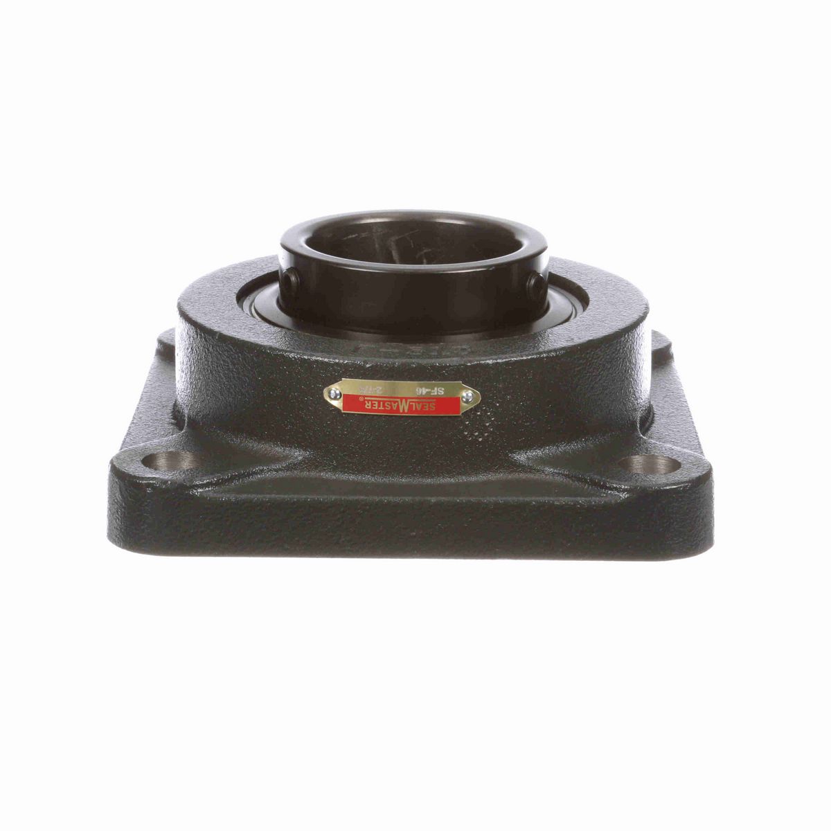 Sealmaster Mounted Cast Iron Four Bolt Flange Ball Bearing - 52100 Bearing Steel, Black Oxided - Setscrew Lock - SF-46