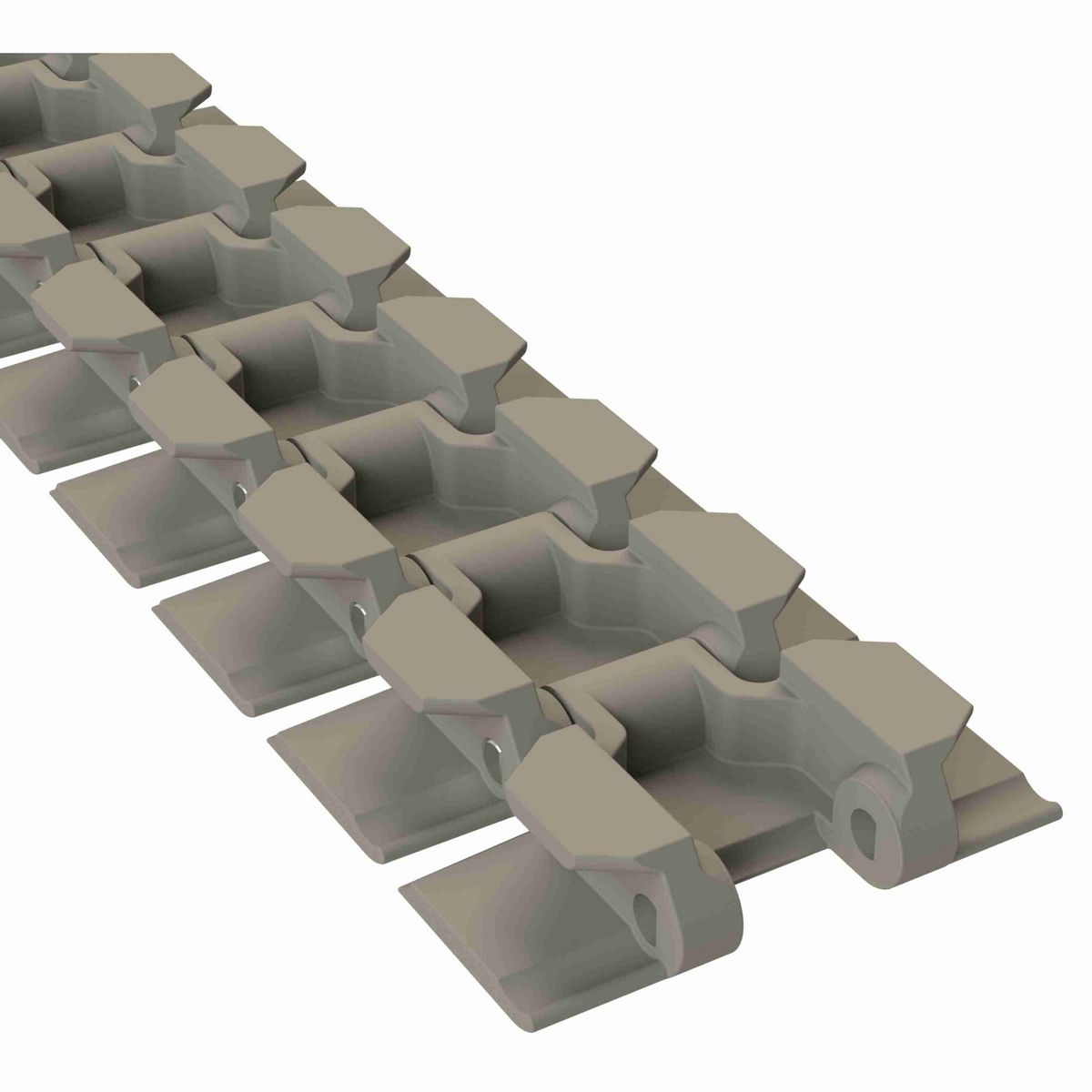 Rexnord 880TAB Side-flexing Solid Top, Material: Extreme Chemical Resistant (Grey), Width: 3.25in, Pitch: 1.5in - 81437091