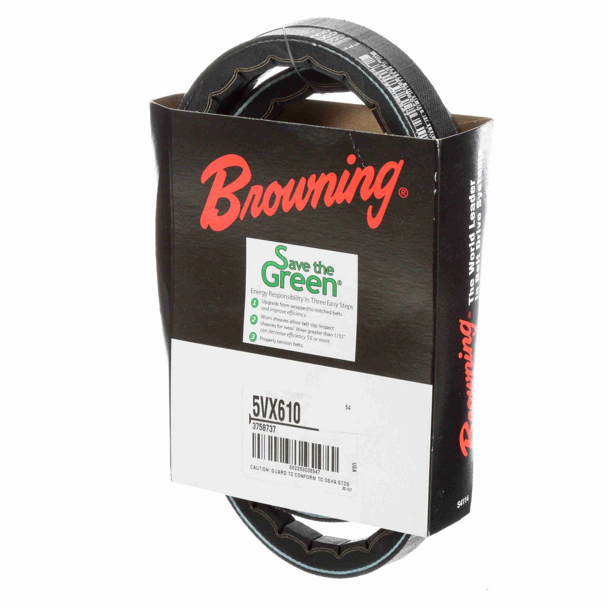 Browning EPDM Notched Belt 98% Efficient - 5VX610