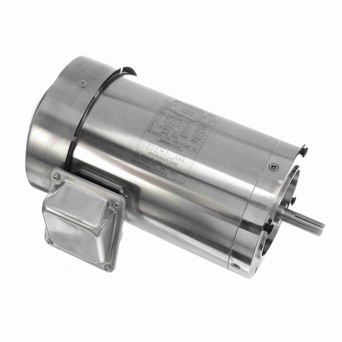 LEESON SST Duck™ General Purpose Motor, 1.50 & 1 HP, 3 Ph, 60 & 50 Hz, 230/460 & 190/380 V, 1800 & 1500 RPM, 56C Frame, TEFC - 191567.00