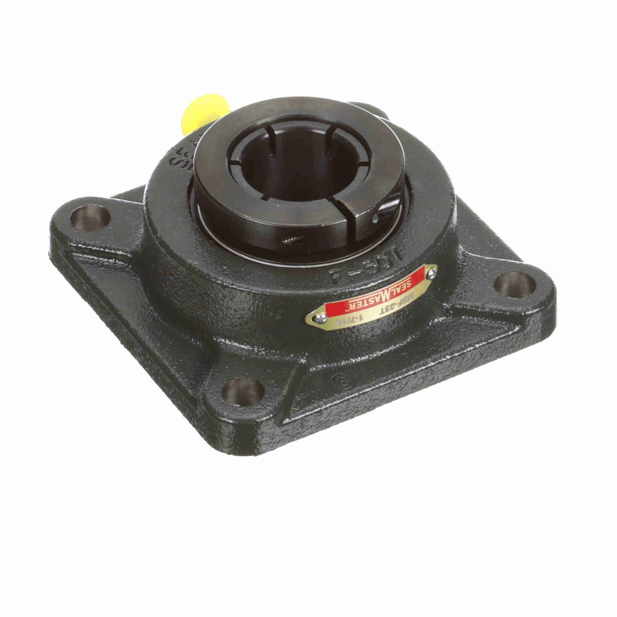 Sealmaster Mounted Cast Iron Four Bolt Flange Ball Bearing - 52100 Bearing Steel, Black Oxided - Concentric Lock - MSF-23T