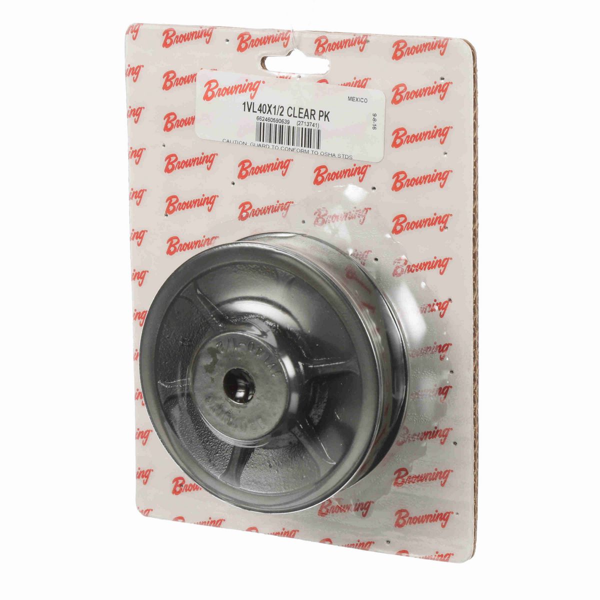 Browning 1 Groove Cast Iron Finish Bore FHP Variable Pitch Sheave Clear Pack - 1VL40X1/2 CLEAR PK