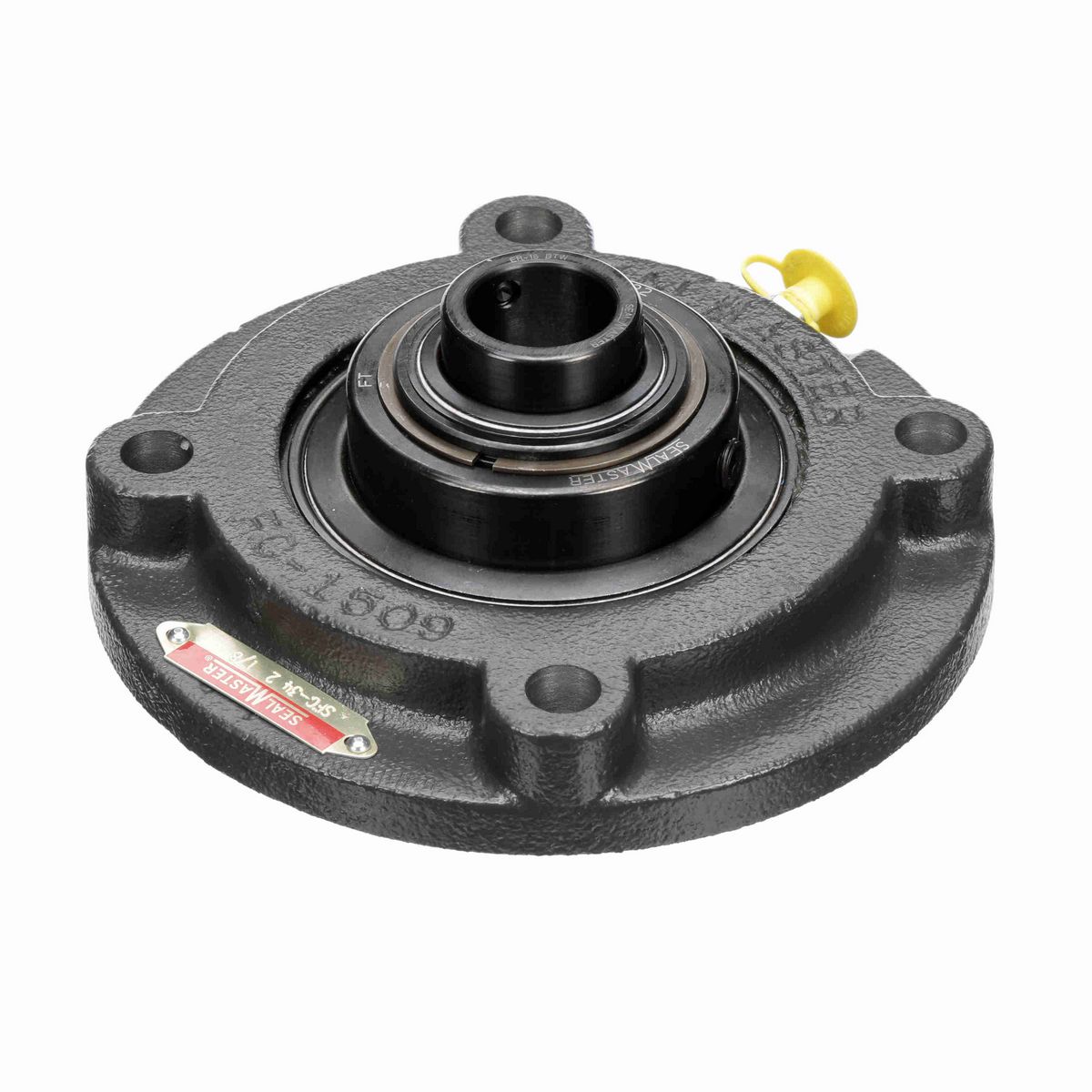 Sealmaster Mounted Cast Iron Flange Cartridge Ball Bearing - 52100 Bearing Steel, Black Oxided - Setscrew Lock - SFC-34
