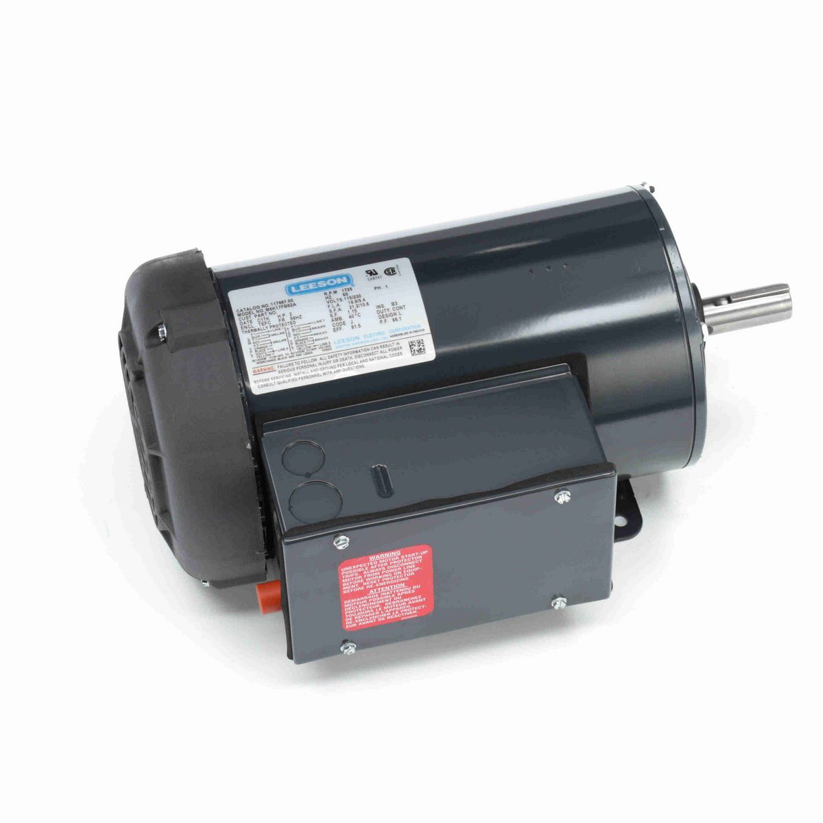 LEESON Agricultural Motor, 2 HP, 1 Ph, 60 Hz, 230 V, 1800 RPM, 56HZ Frame, TEFC - M009090.00