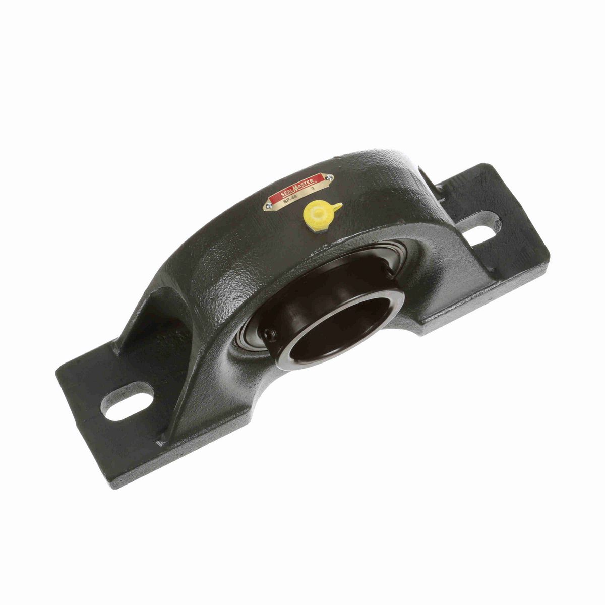 Sealmaster Mounted Cast Iron Two Bolt Pillow Block Ball Bearing - 52100 Bearing Steel, Black Oxided - Setscrew Lock - SP-48