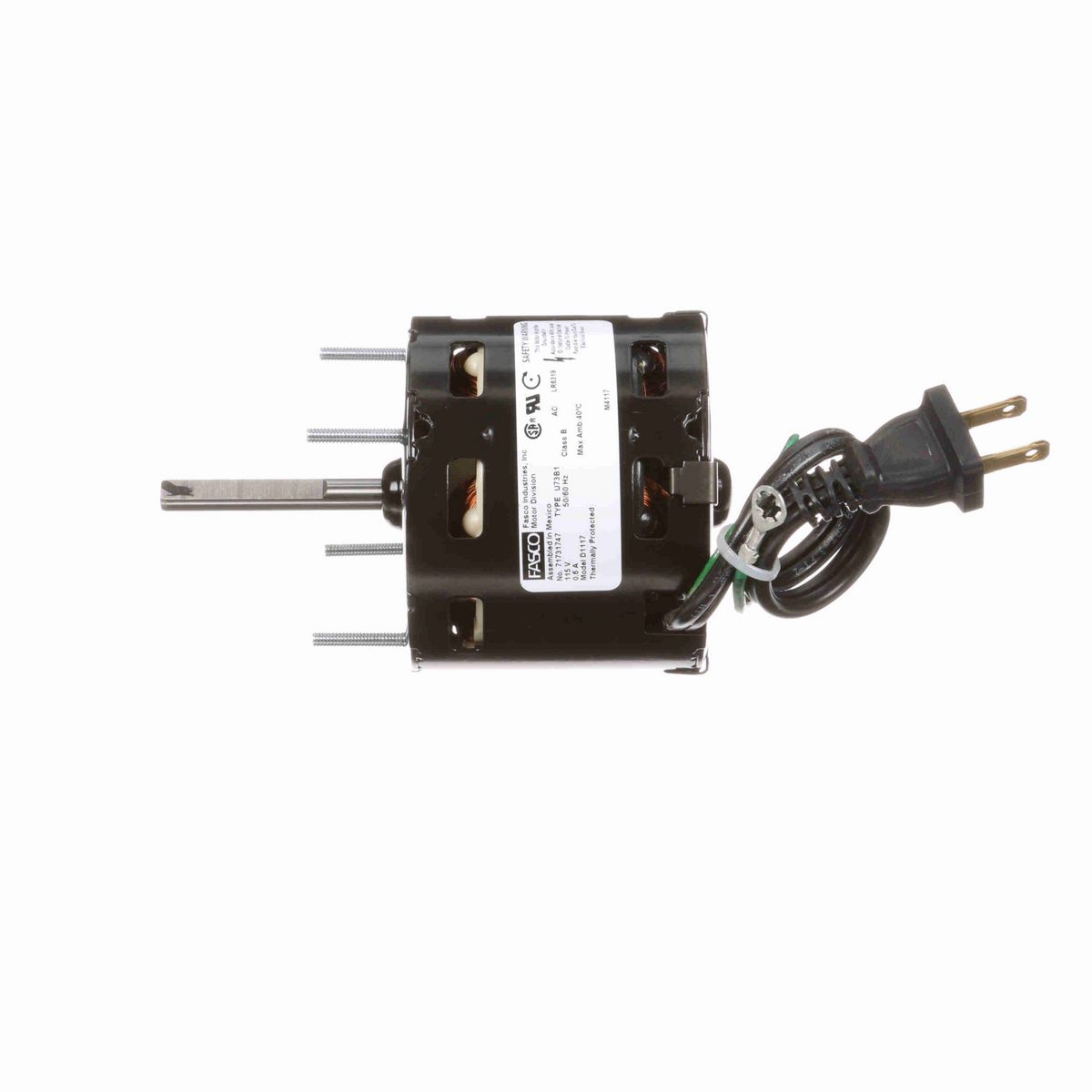 FASCO OEM Replacement Motor, 1/65 HP, 1 Ph, 60 Hz, 115 V, 1590 RPM, 1 Speed, 3.3" Diameter, OAO - D1117