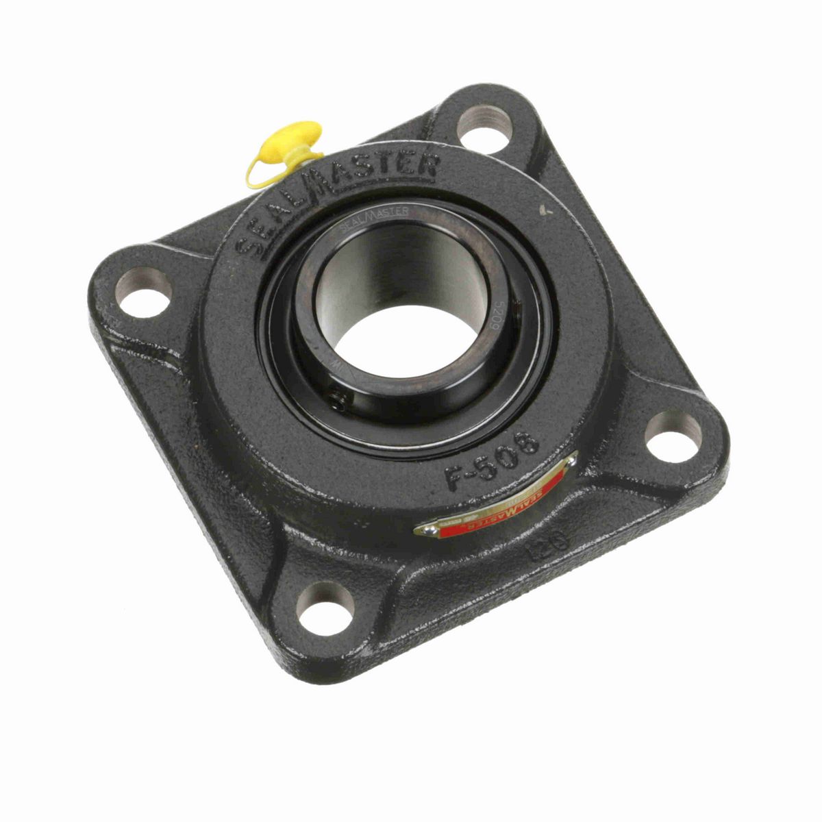 Sealmaster Mounted Cast Iron Four Bolt Flange Ball Bearing - 52100 Bearing Steel, Black Oxided - Setscrew Lock - SF-209