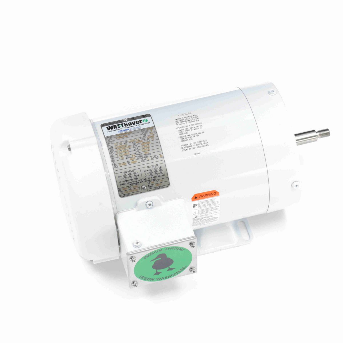 LEESON White Duck™ Jet Pump Motor, 2 & 1.50 HP, 3 Ph, 60 & 50 Hz, 230/460 & 190/380 V, 3600 & 3000 RPM, 56J Frame, TEFC - 119461.00