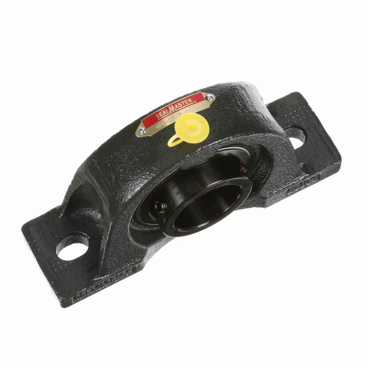Sealmaster Mounted Cast Iron Two Bolt Low Base Pillow Block Ball Bearing - 52100 Bearing Steel, Black Oxided - Setscrew Lock - NPL-27