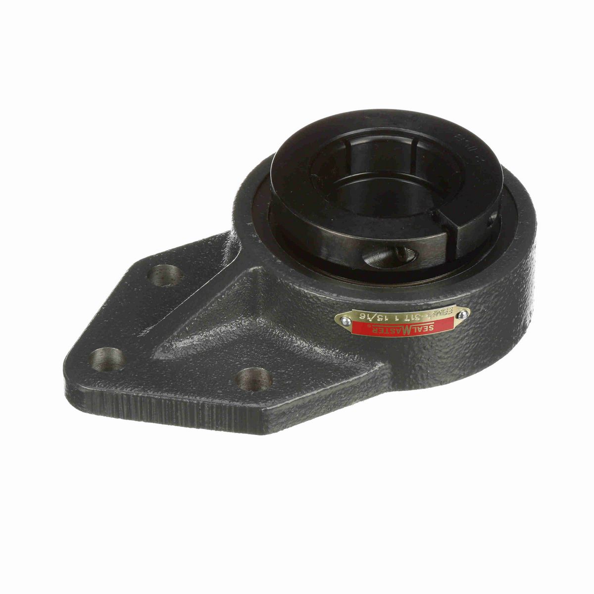 Sealmaster Mounted Cast Iron Three Bolt Flange Bracket Ball Bearing - 52100 Bearing Steel, Black Oxided - Concentric Lock - FBMH-31T