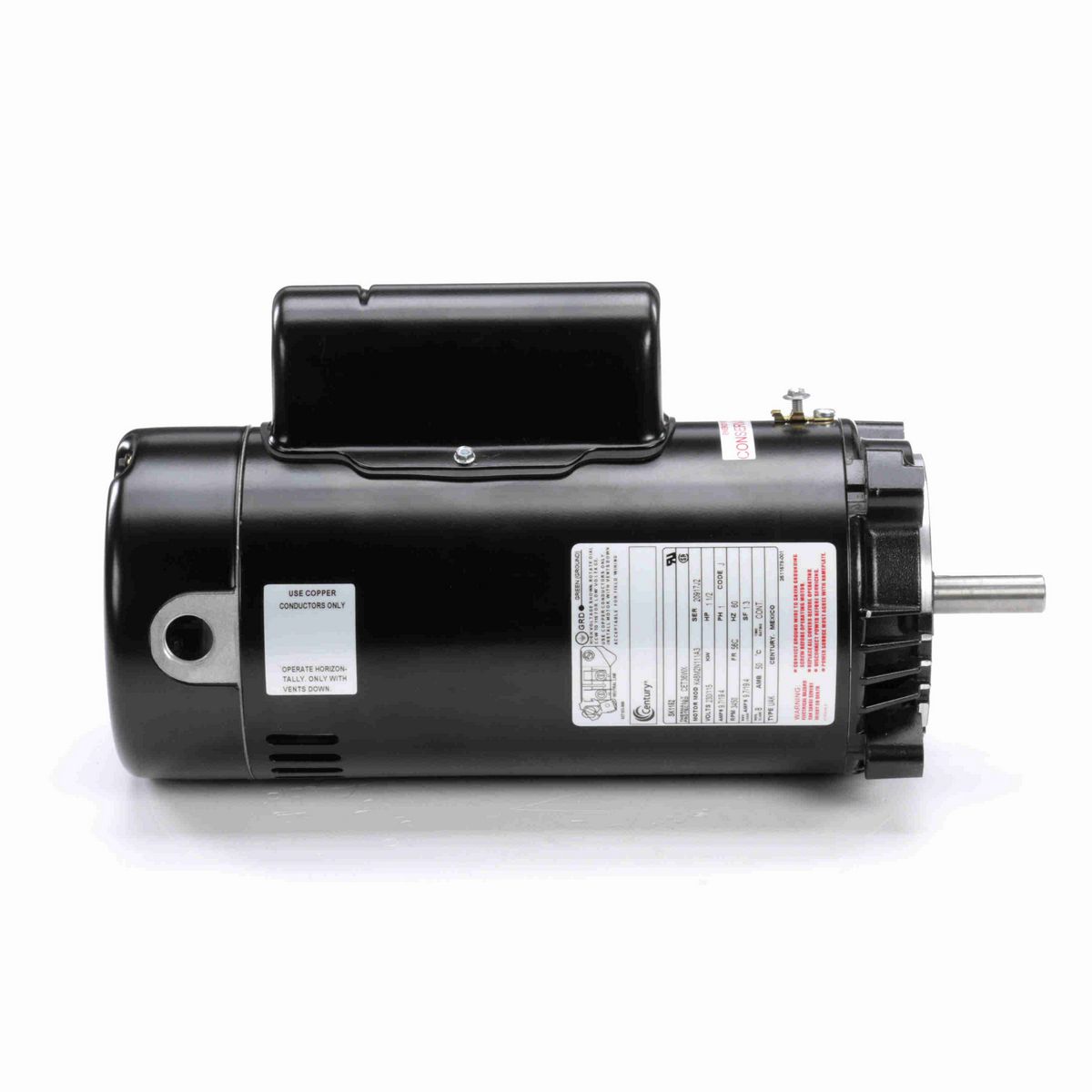 Century Pool Pump Motor, 1 1/2 HP, 1 Ph, 60 Hz, 230/115 V, 3600 RPM, 56C Frame, ODP - SK1152
