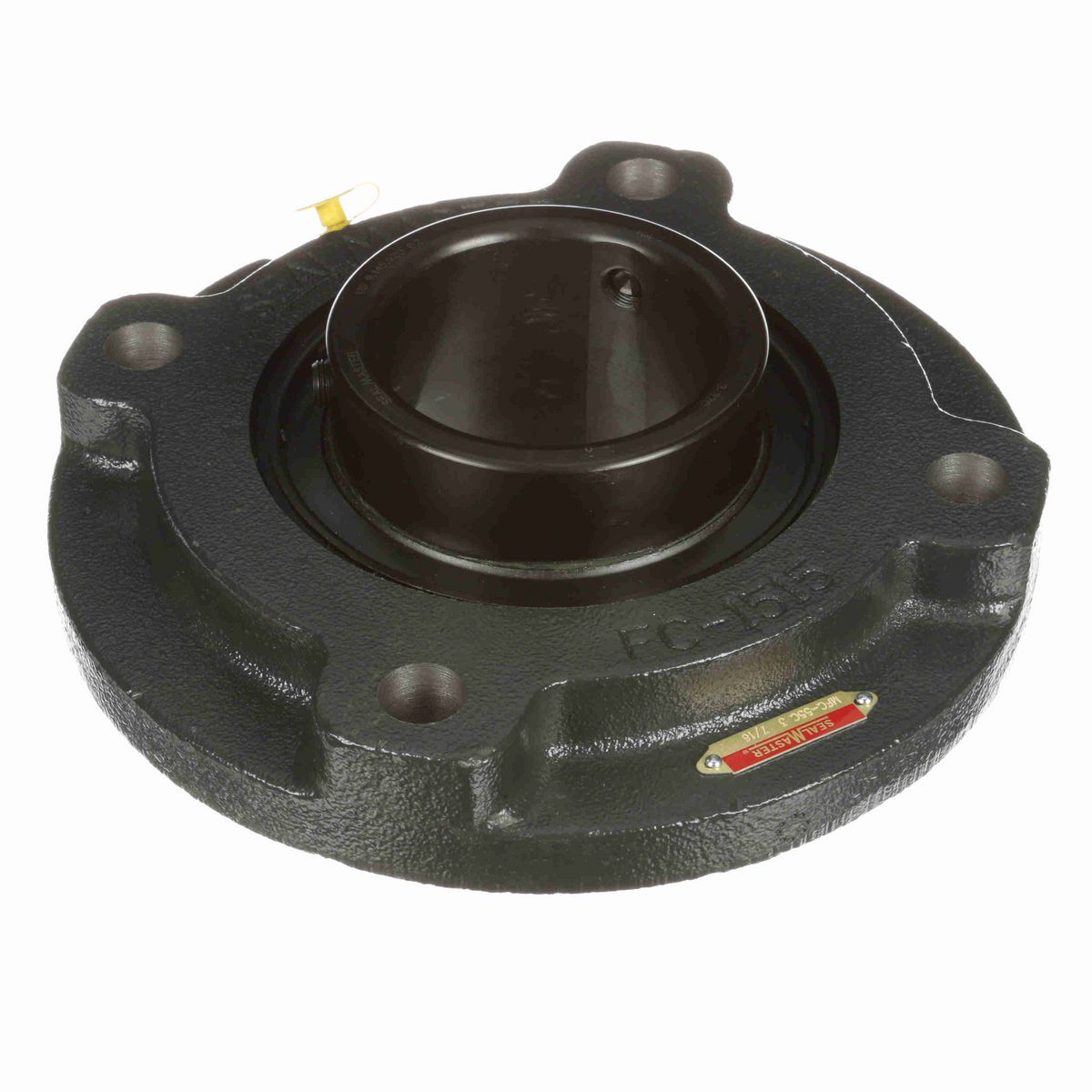 Sealmaster Mounted Cast Iron Flange Cartridge Ball Bearing - 52100 Bearing Steel, Black Oxided - Setscrew Lock - MFC-55C
