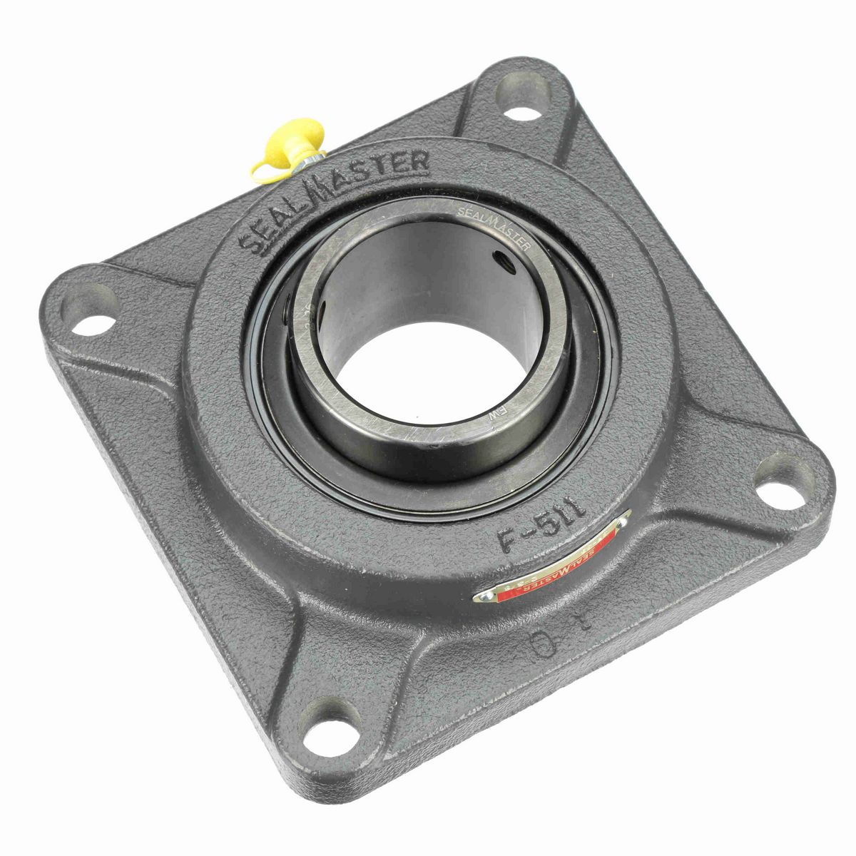 Sealmaster Mounted Cast Iron Four Bolt Flange Ball Bearing - 52100 Bearing Steel, Black Oxided - Setscrew Lock - SF-38