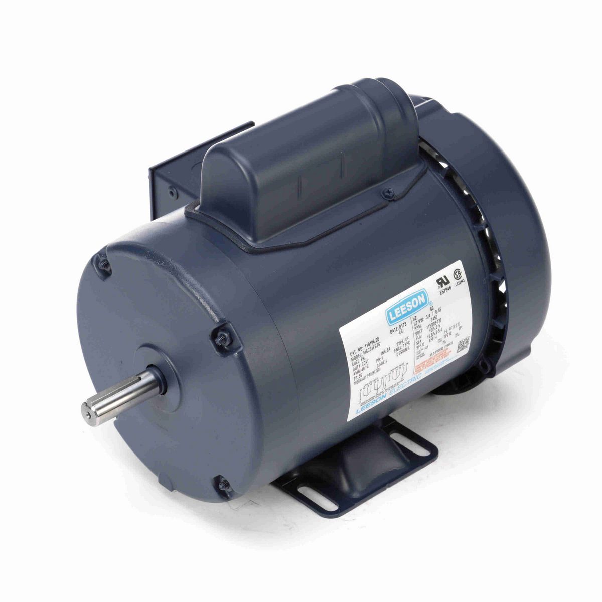 LEESON General Purpose Motor, 0.75 HP, 1 Ph, 60 Hz, 115/230 V, 3600 RPM, 56 Frame, TEFC - 110108.00