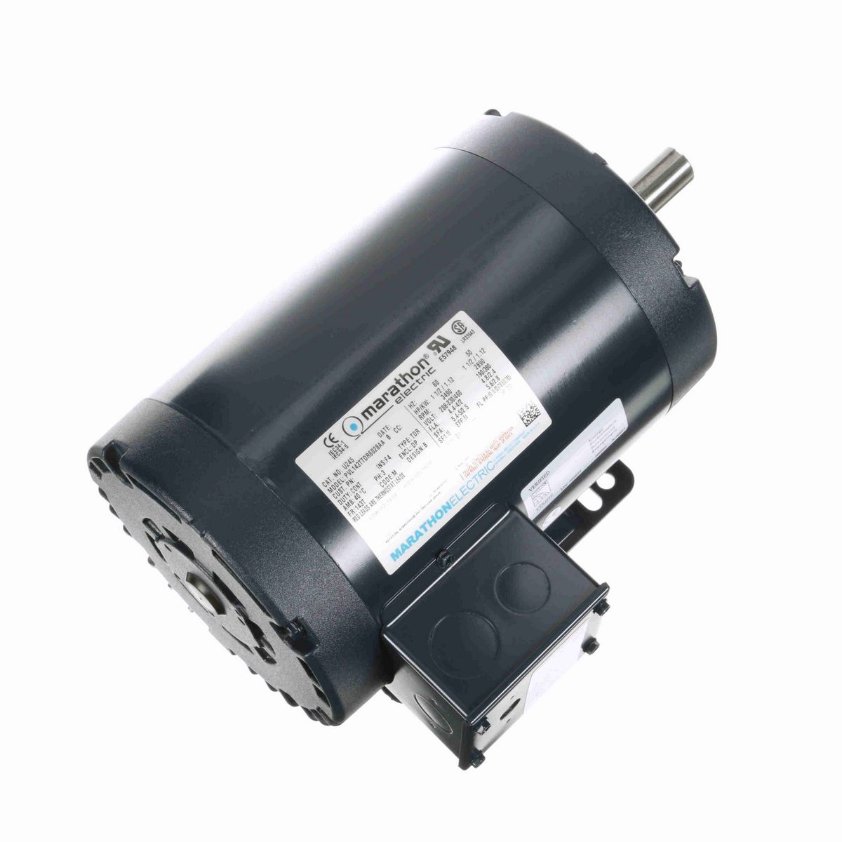 LEESON General Purpose Motor, 1.50 & 1.50 HP, 3 Ph, 60 & 50 Hz, 230/460 & 190/380 V, 3600 & 3000 RPM, 143T Frame, DP - U245